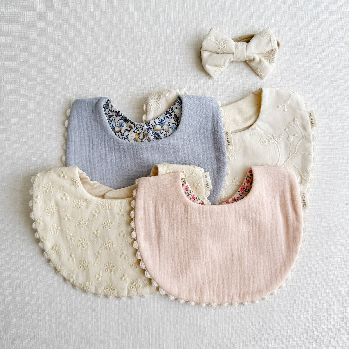 Muslin Cotton Reversable Baby Bib (Blue/Flowers)