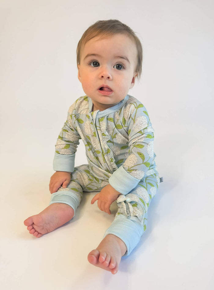 Hydrangeas - Zip Convertible Pajamas w/ Ruffles