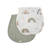 Bamboo Muslin Burp Cloth Set 2-Pack (Rainbow/Apple)