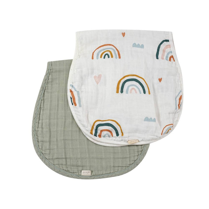 Bamboo Muslin Burp Cloth Set 2-Pack (Rainbow/Apple)