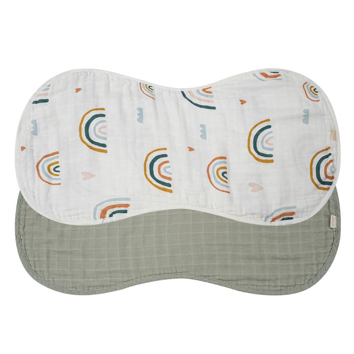 Bamboo Muslin Burp Cloth Set 2-Pack (Rainbow/Apple)
