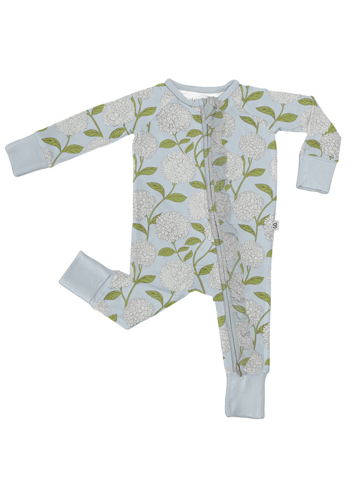 Hydrangeas - Zip Convertible Pajamas w/ Ruffles