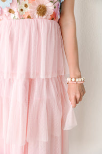 One Shoulder Pink Flower Dress
