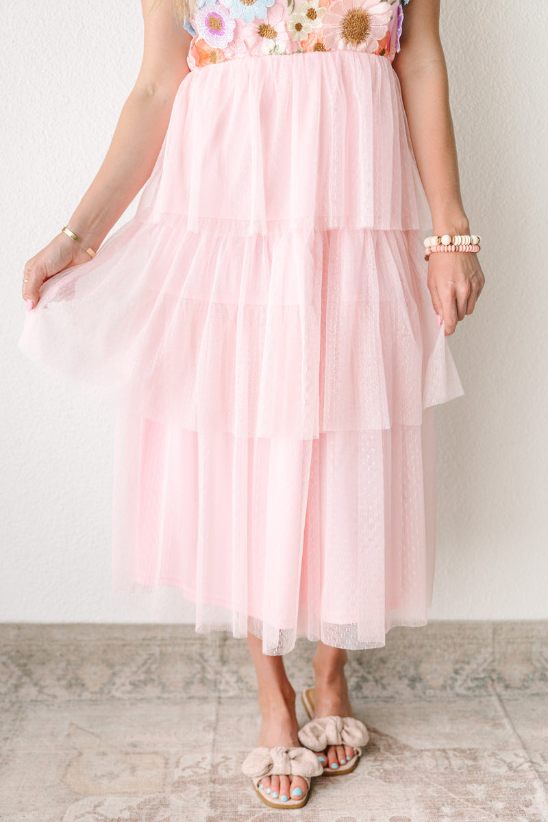 One Shoulder Pink Flower Dress