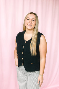 Black Button Up Sweater Vest