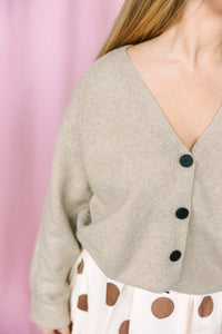 Taupe Button Down Sweater Cardigan