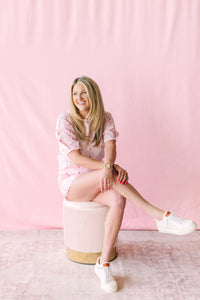 Pink Woven Floral Shorts