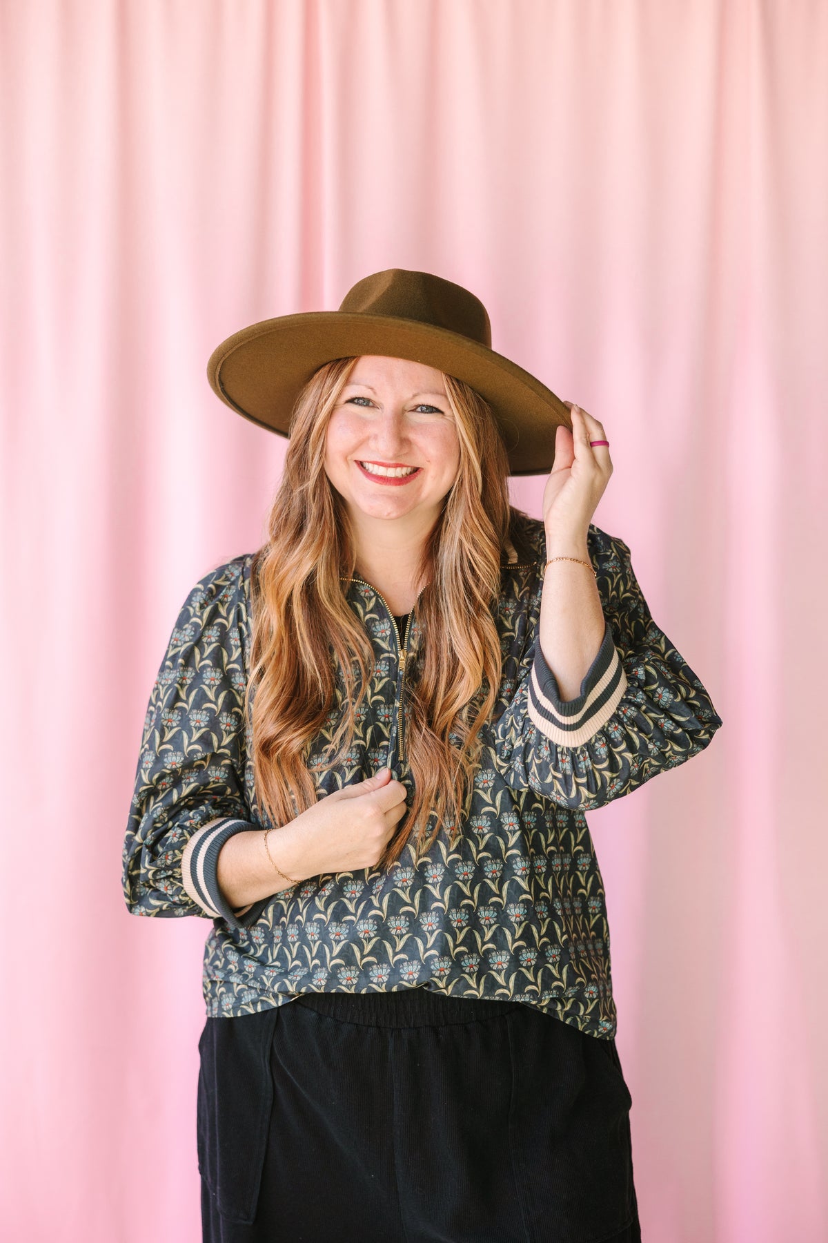 Navy Pattern Half-Zip