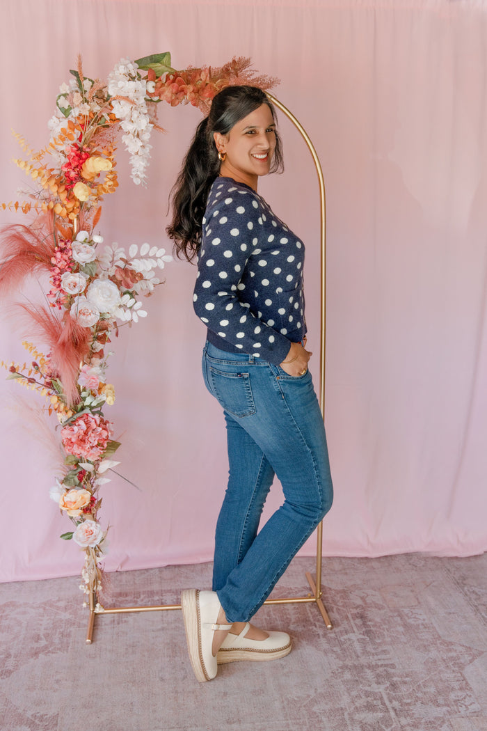 Navy Polka Dot Cardigan