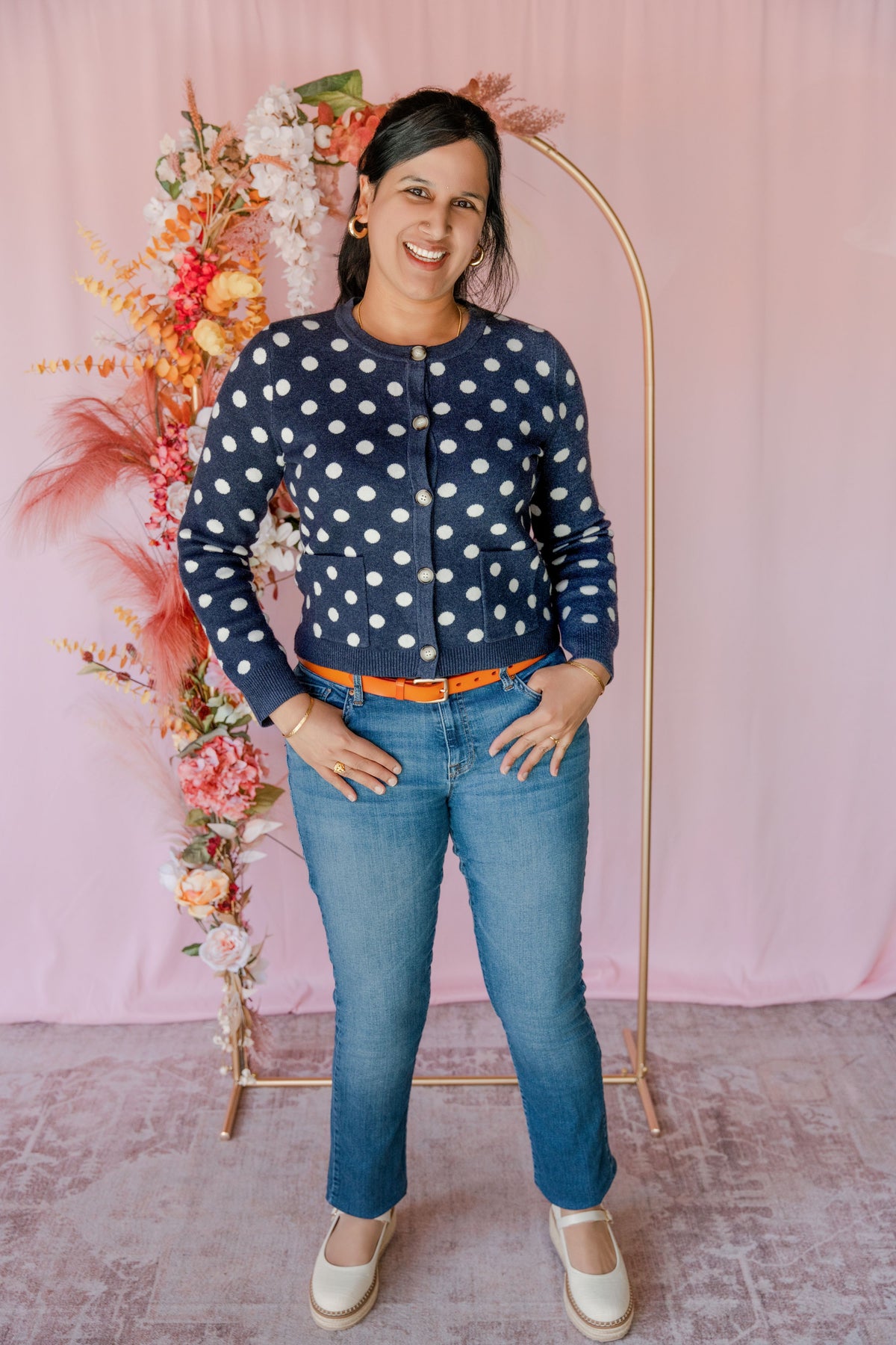 Navy Polka Dot Cardigan