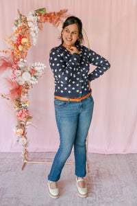 Navy Polka Dot Cardigan
