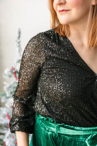 Black Sequin Bodysuit