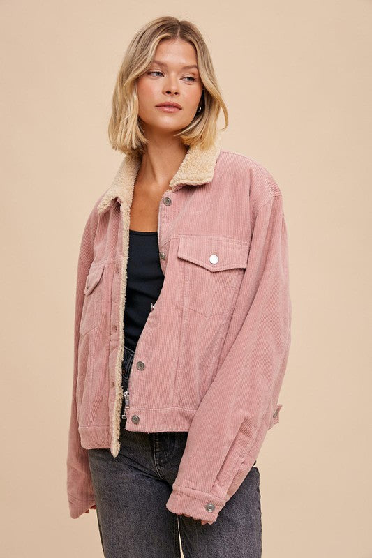 Pink corduroy sherpa clearance jacket