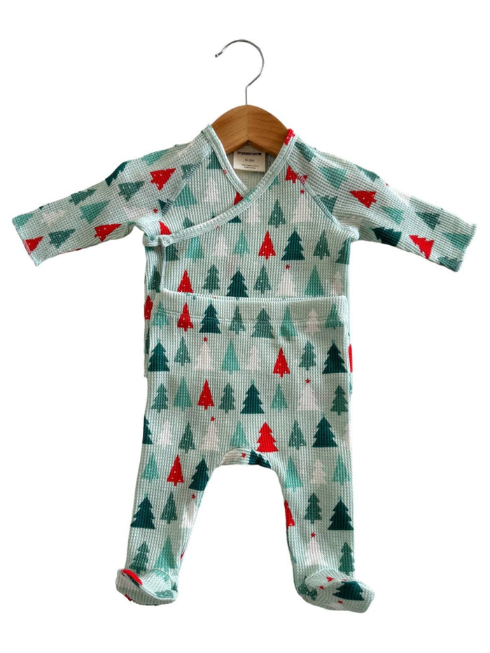 Organic Waffle Kimono & Pant Set, Festive Firs