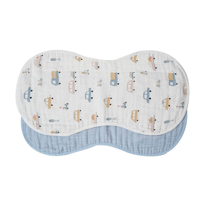 Bamboo Muslin Burp Cloth Set 2-Pack (Autos/Blue)