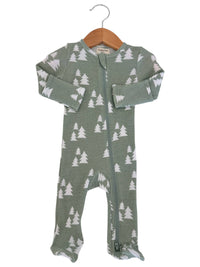 Organic Waffle 2-Way Zip Footie, Alpine Trees