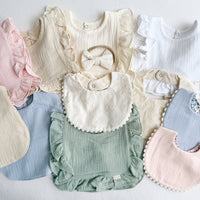 Muslin Cotton Baby Bib Double Sided (Pink/Flowers)