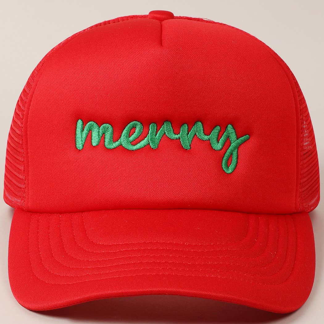 Merry  Embroidery Mesh Back Trucker Hat