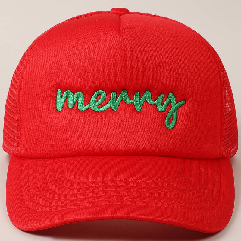 Merry  Embroidery Mesh Back Trucker Hat