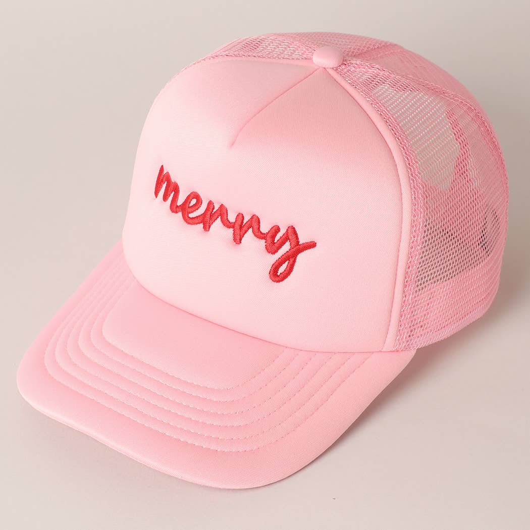 Merry  Embroidery Mesh Back Trucker Hat