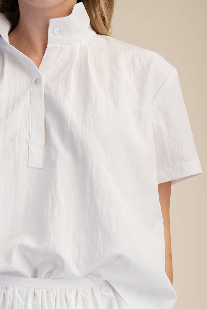 Stand Collar Short Sleeve Shirt