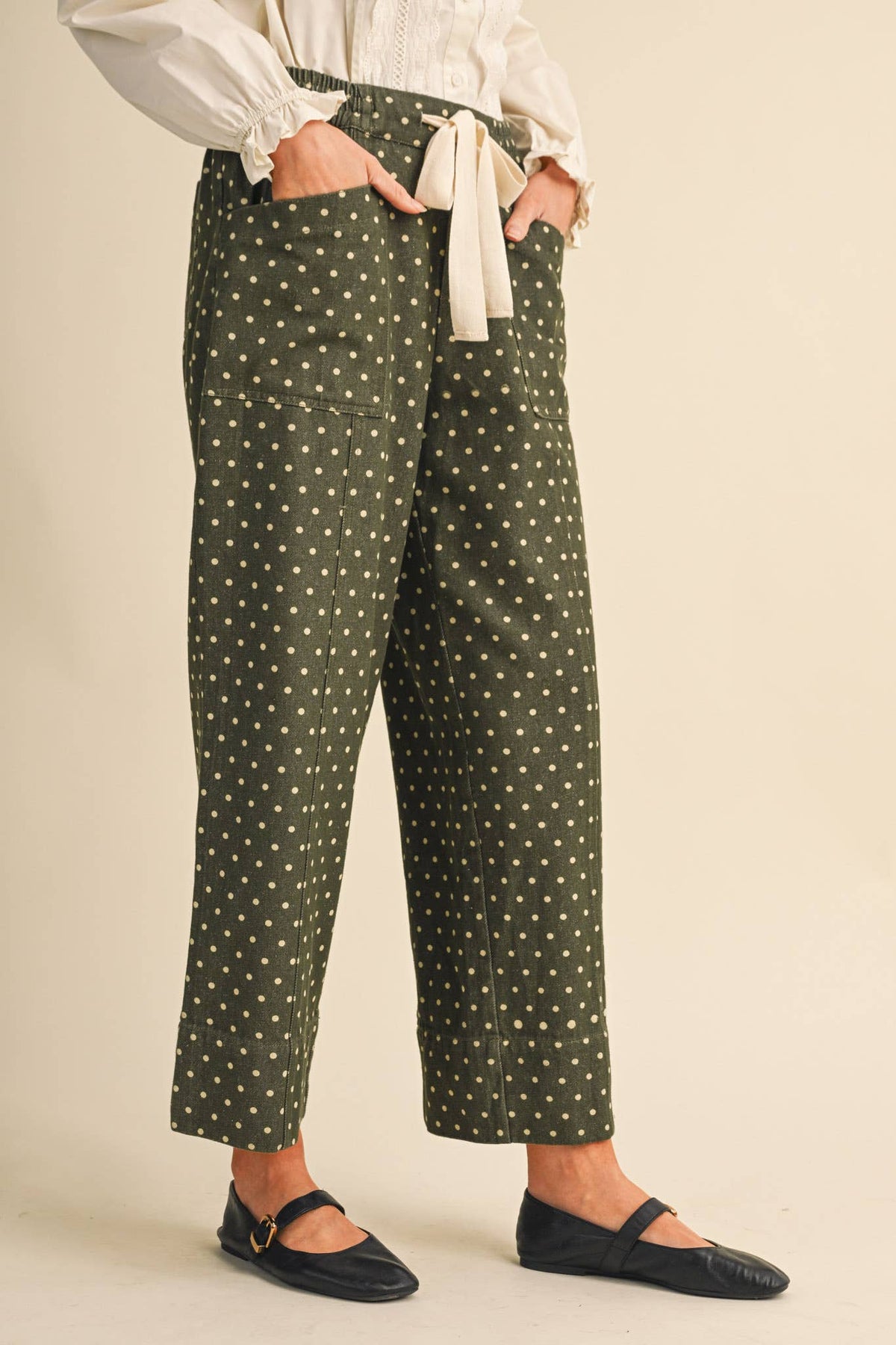 Olive Polka Dot Pants
