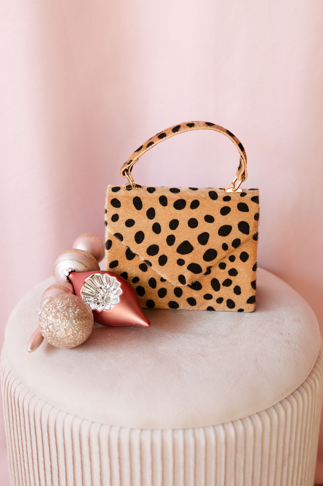 Faux Fur Top Handle Clutch