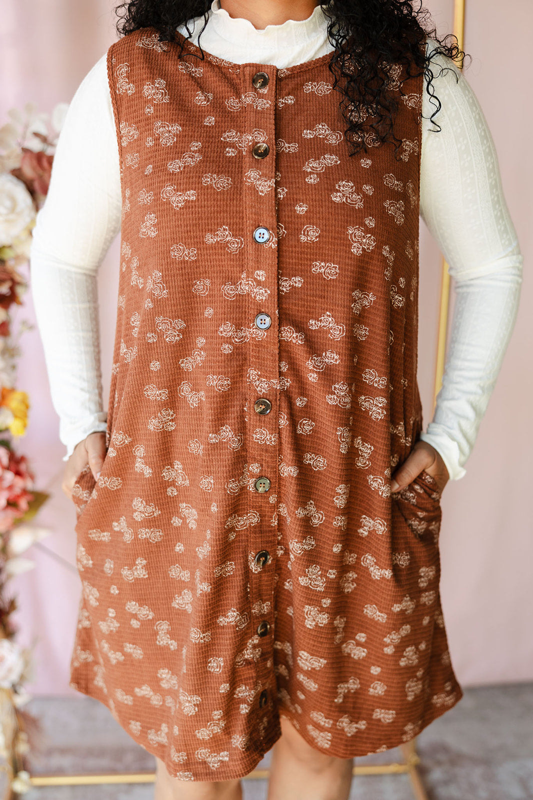 Mocha Button Down Mini Dress