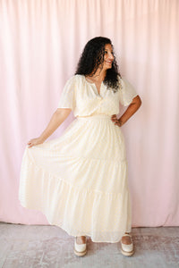 Metallic Dot Tiered Midi Dress