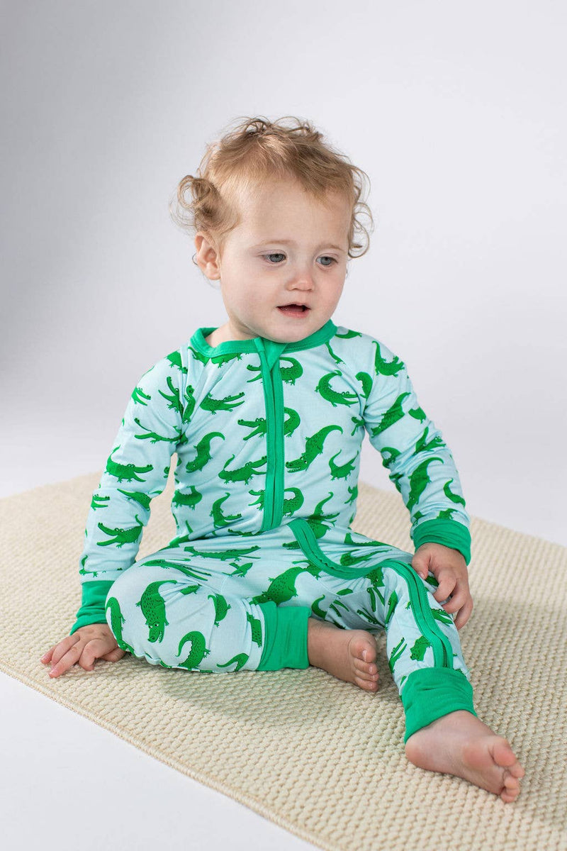 Blue Alligators - Zip Convertible Pajamas