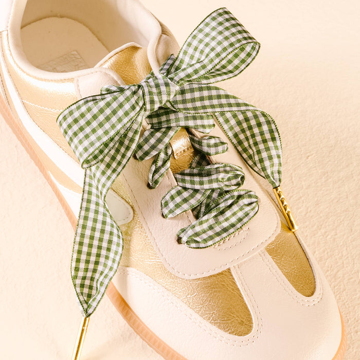 Step It Up Shoelaces-Gingham Green