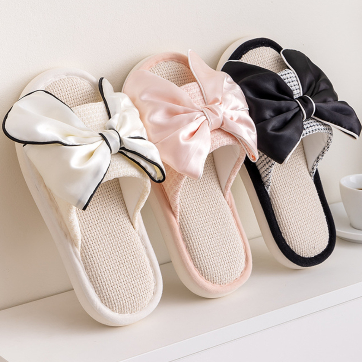 Blush Bowtie Slippers