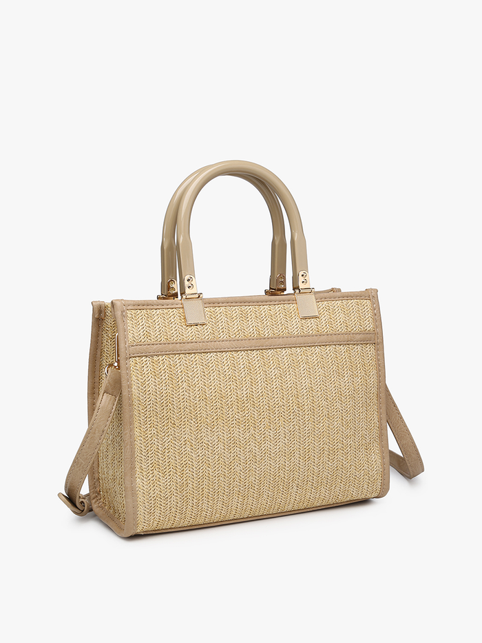 Off White Kaya Rattan Satchel