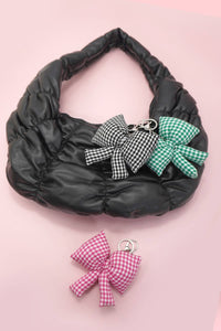 PUFFY CHECKER BOW BAG CHARM