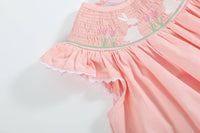 Pink Easter Bunny Smocked Bishop Dress