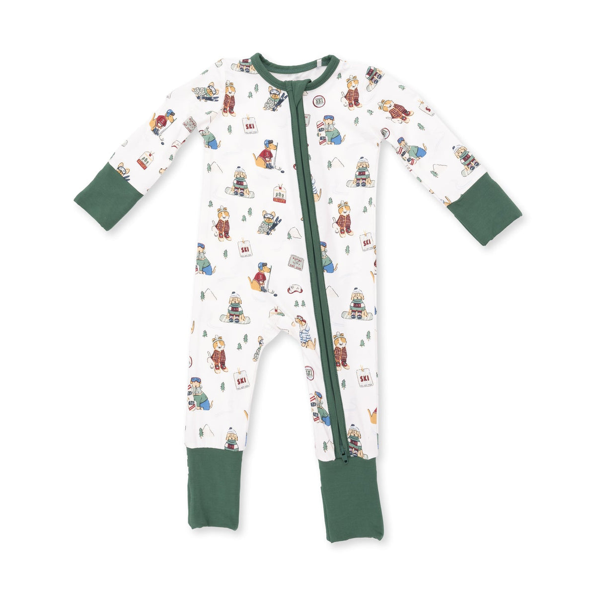 Winter Sports Dogs - Green PJs