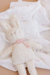 Muslin Swaddle Pink Bow Baby Shower Girl Organic Cotton Gift