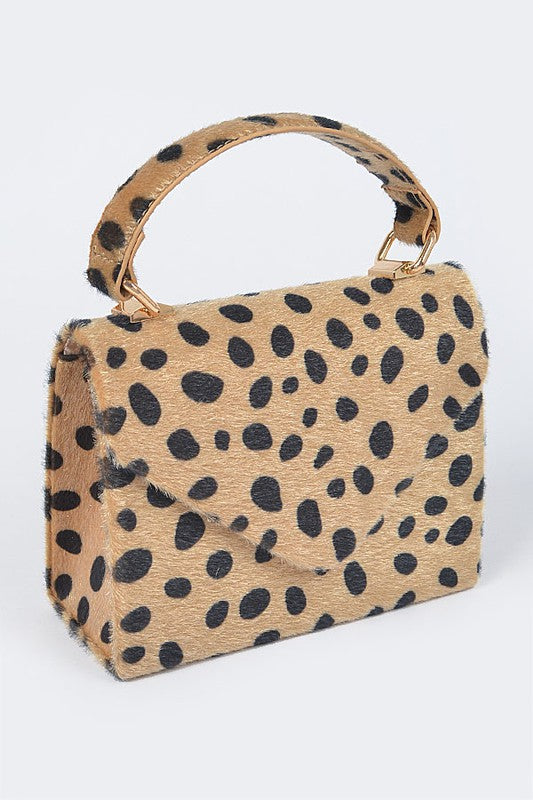 Faux Fur Top Handle Clutch