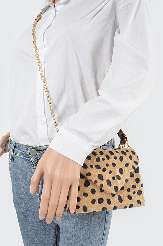 Faux Fur Top Handle Clutch
