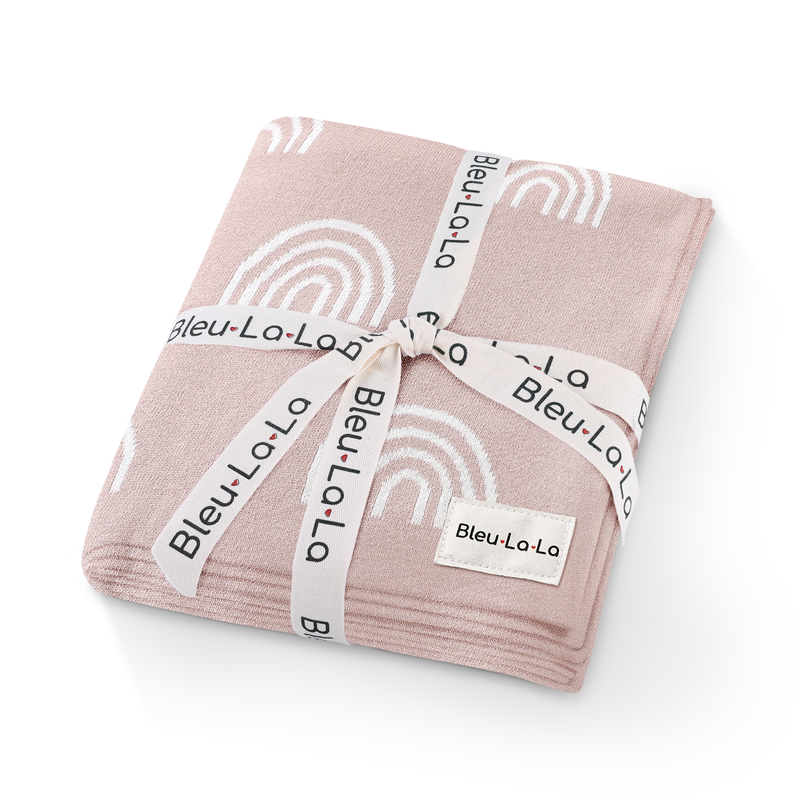 Pink Rainbow Receiving Baby Blanket