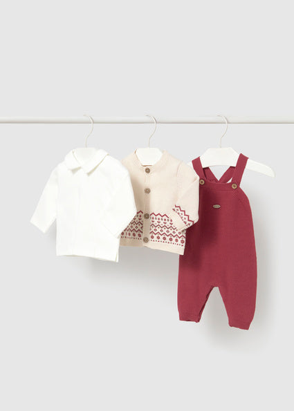 Maroon 3-Piece Dungaree Set