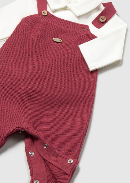 Maroon 3-Piece Dungaree Set