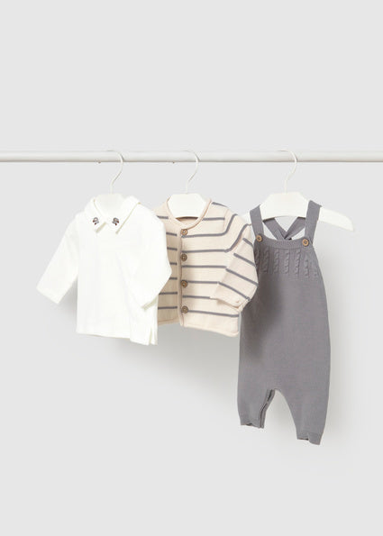 Gray 3-Piece Dungaree Set