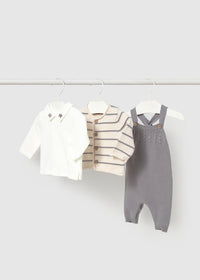 Gray 3-Piece Dungaree Set