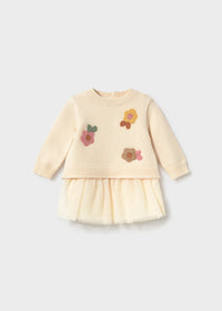 Cream Tulle Dress and Sweater Set