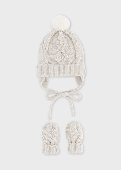 Ivory Baby Hat & Mittens Set