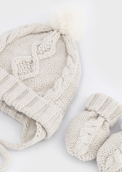 Ivory Baby Hat & Mittens Set