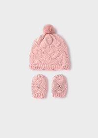 Pink Baby Hat & Mittens Set
