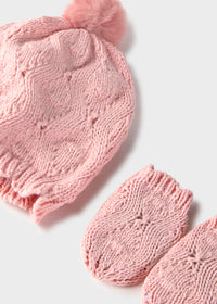Pink Baby Hat & Mittens Set