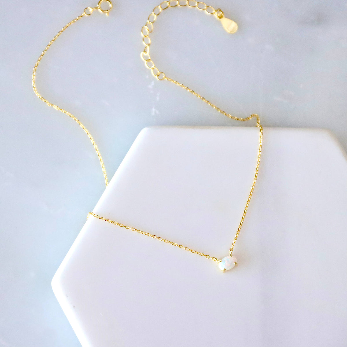 Mini Oval Opal Necklace